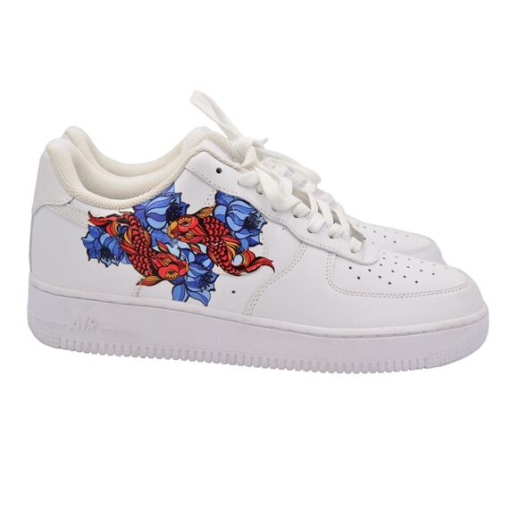 Nike Air Force 1 AF1 NEW Design Koi Fish Painted Custom Shoes Men 12 US RARE